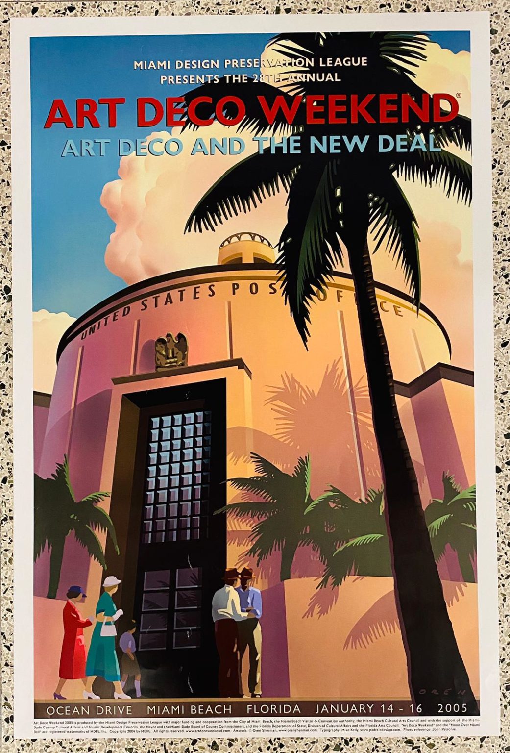 2005 Art Deco Weekend Poster Art Deco & the New Deal Miami Design