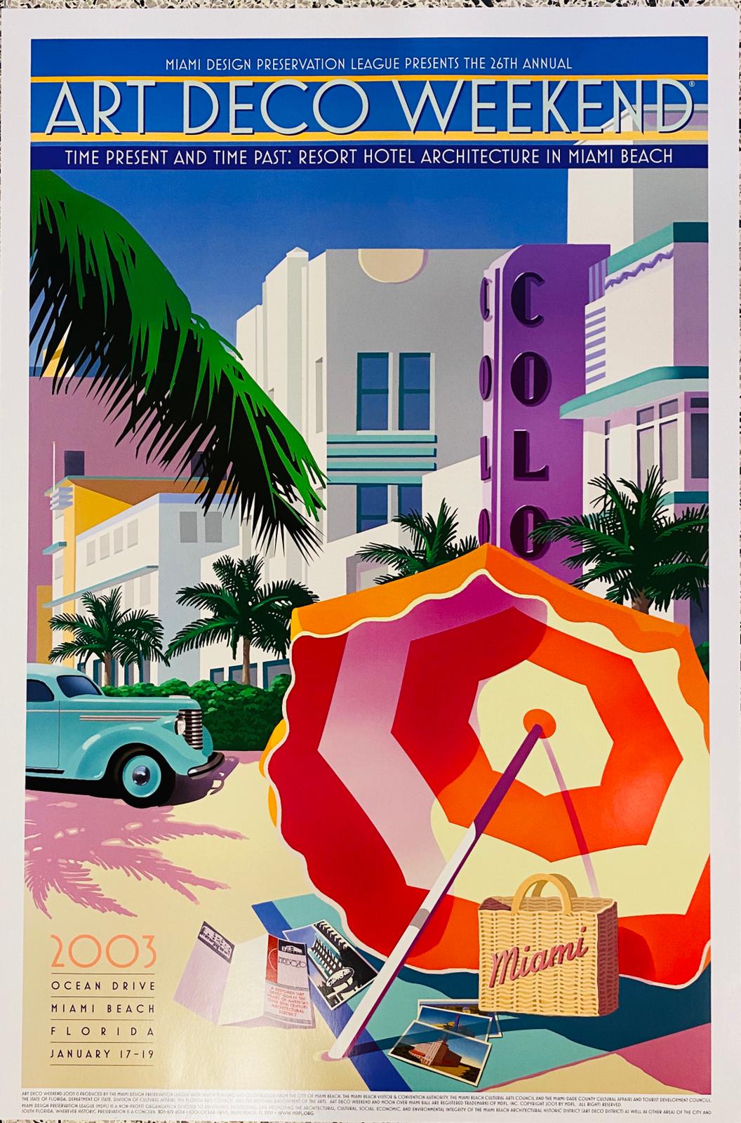 2003 Art Deco Weekend Poster Time present and time past Resort Hotel