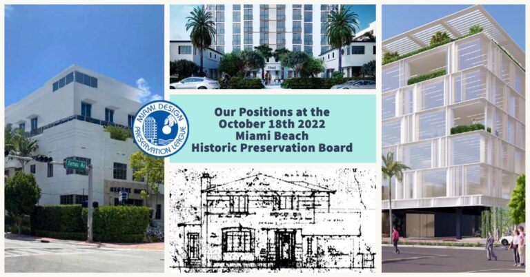 Our Positions at the October 18th, 2022 Historic Preservation Board