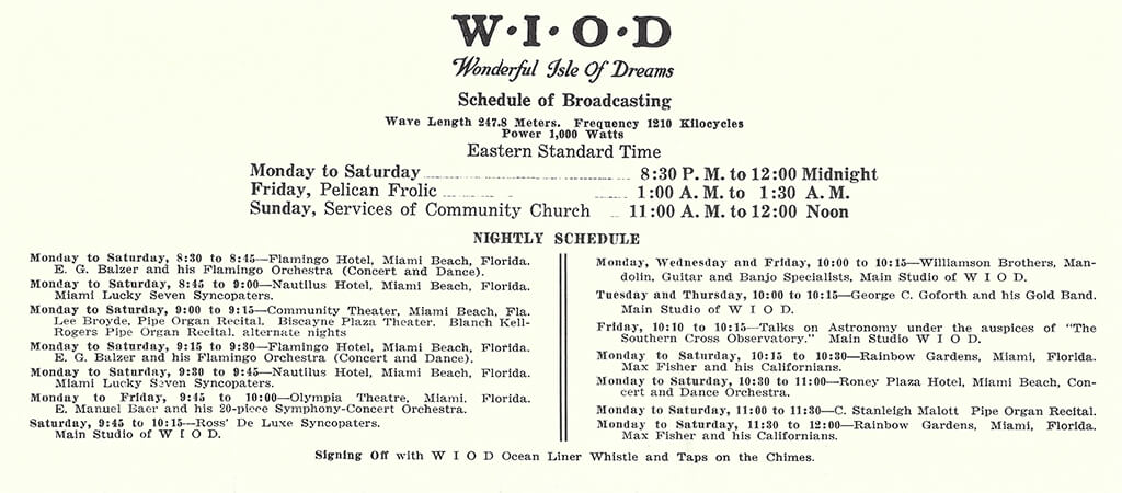 WIOD programming schedule