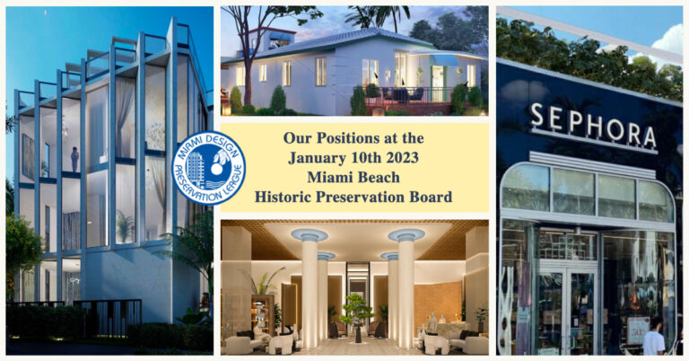 Our Positions at the January 10th, 2023 Historic Preservation Board