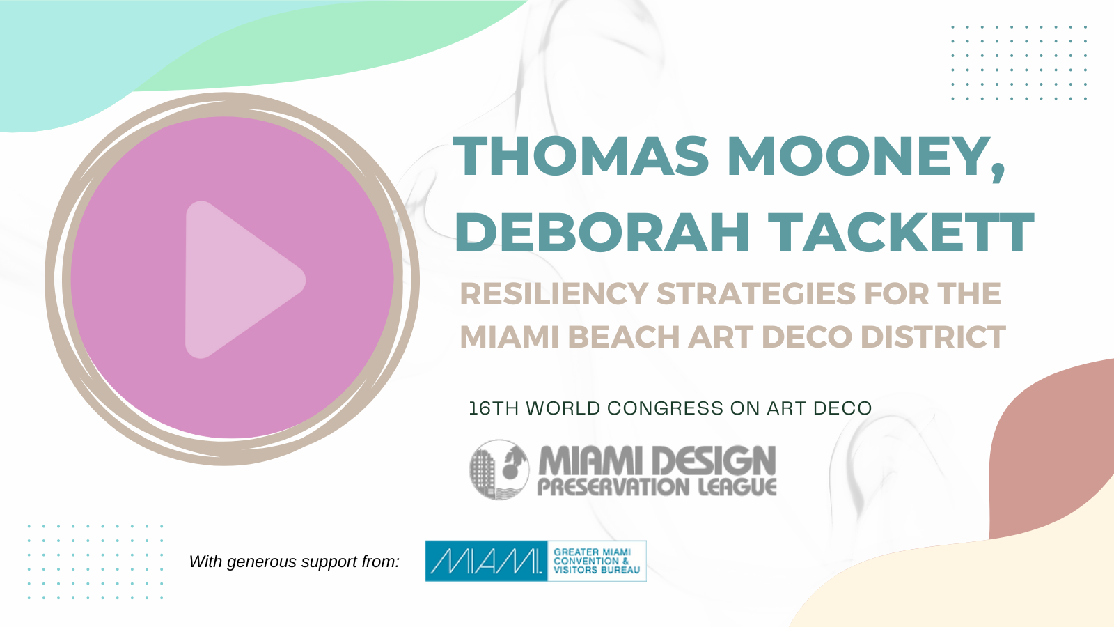 Thomas Mooney, Debbie Tackett lecture