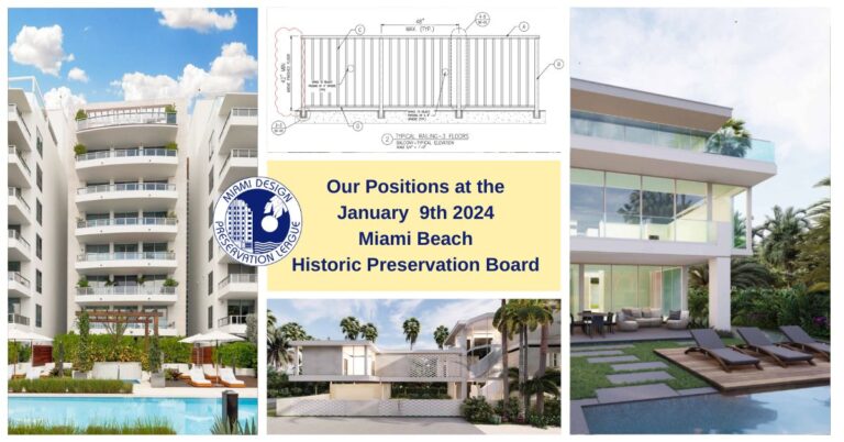 Our Positions at the January 9, 2024 Historic Preservation Board